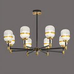 Lustre Sputnik moderne en verre prismatique noir et or