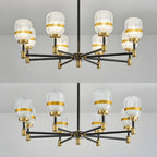Lustre Sputnik moderne en verre prismatique noir et or