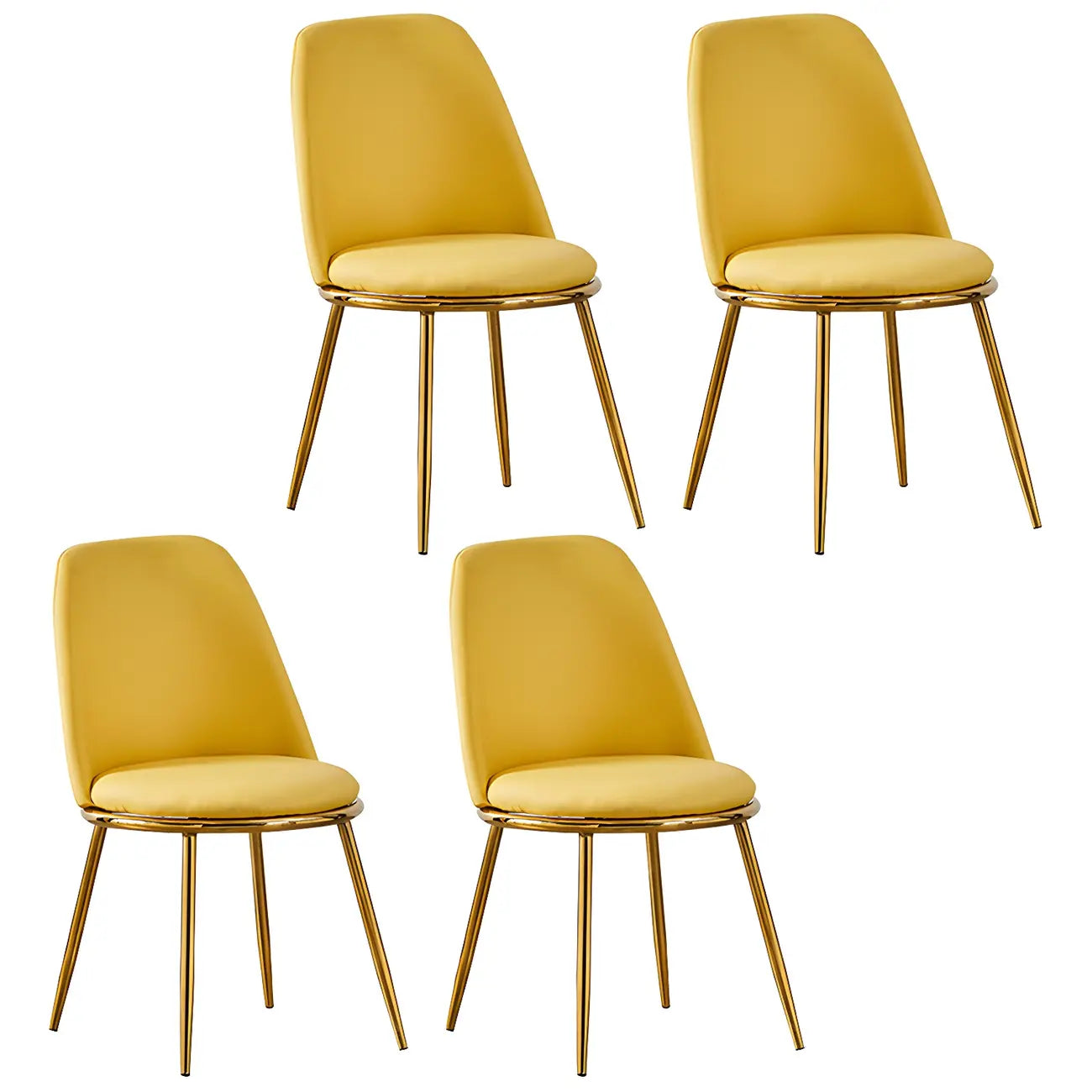 Chaises de salle à manger glamour scandinaves en cuir sans accoudoirs, structure en métal