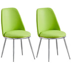 Chaises de salle à manger glamour scandinaves en cuir sans accoudoirs, structure en métal