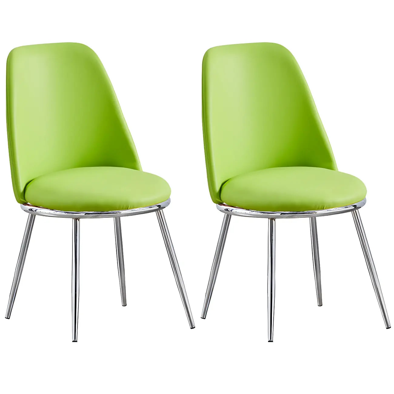 Chaises de salle à manger glamour scandinaves en cuir sans accoudoirs, structure en métal