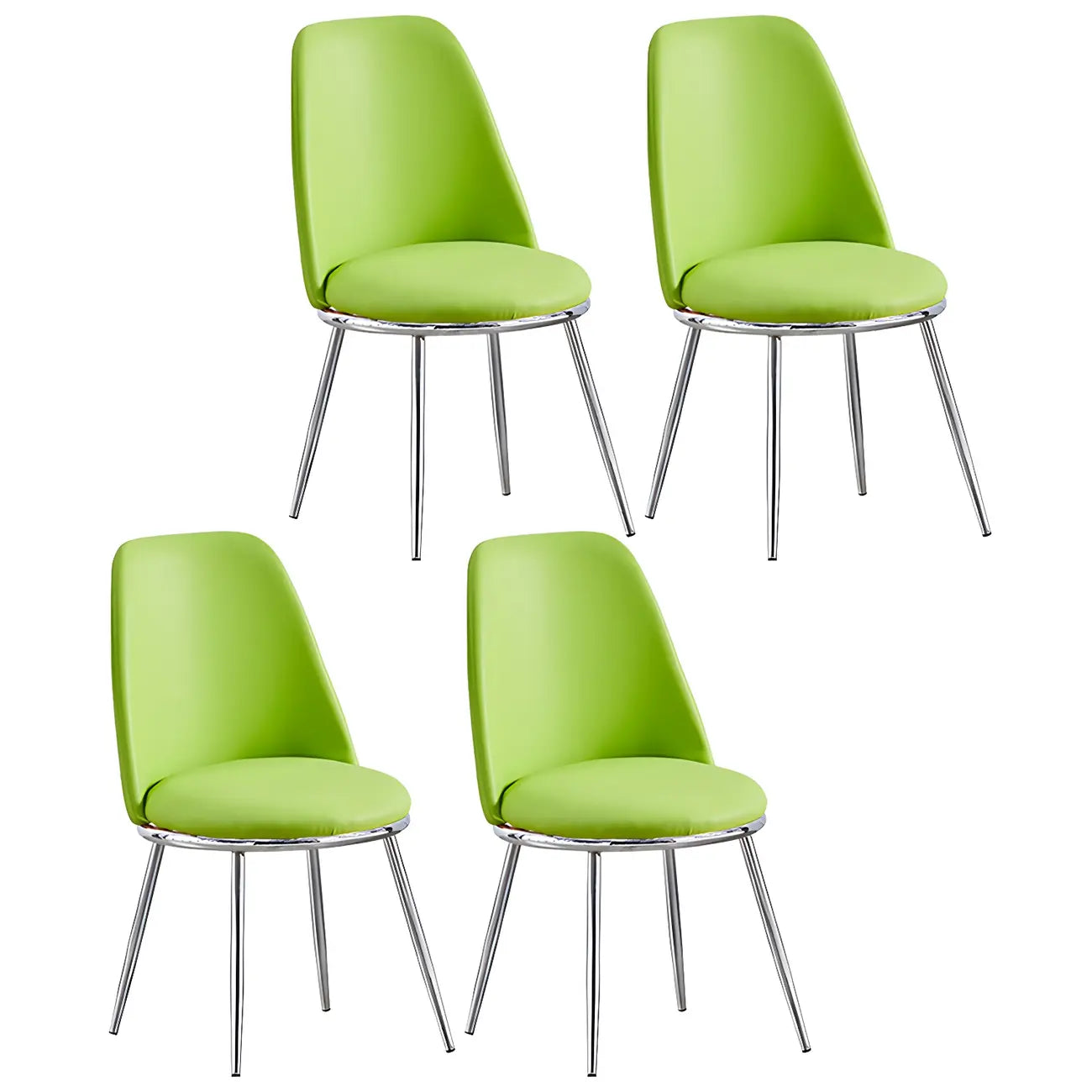 Chaises de salle à manger glamour scandinaves en cuir sans accoudoirs, structure en métal