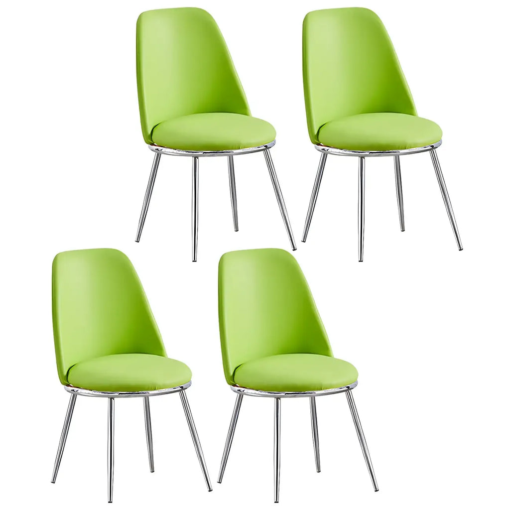 Chaises de salle à manger glamour scandinaves en cuir sans accoudoirs, structure en métal