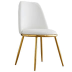 Chaises de salle à manger glamour scandinaves en cuir sans accoudoirs, structure en métal