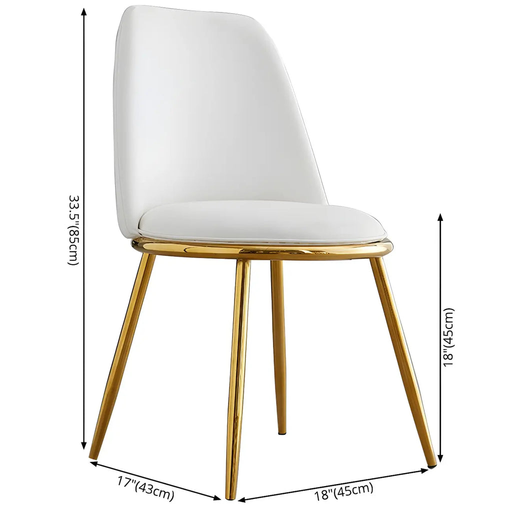 Chaises de salle à manger glamour scandinaves en cuir sans accoudoirs, structure en métal