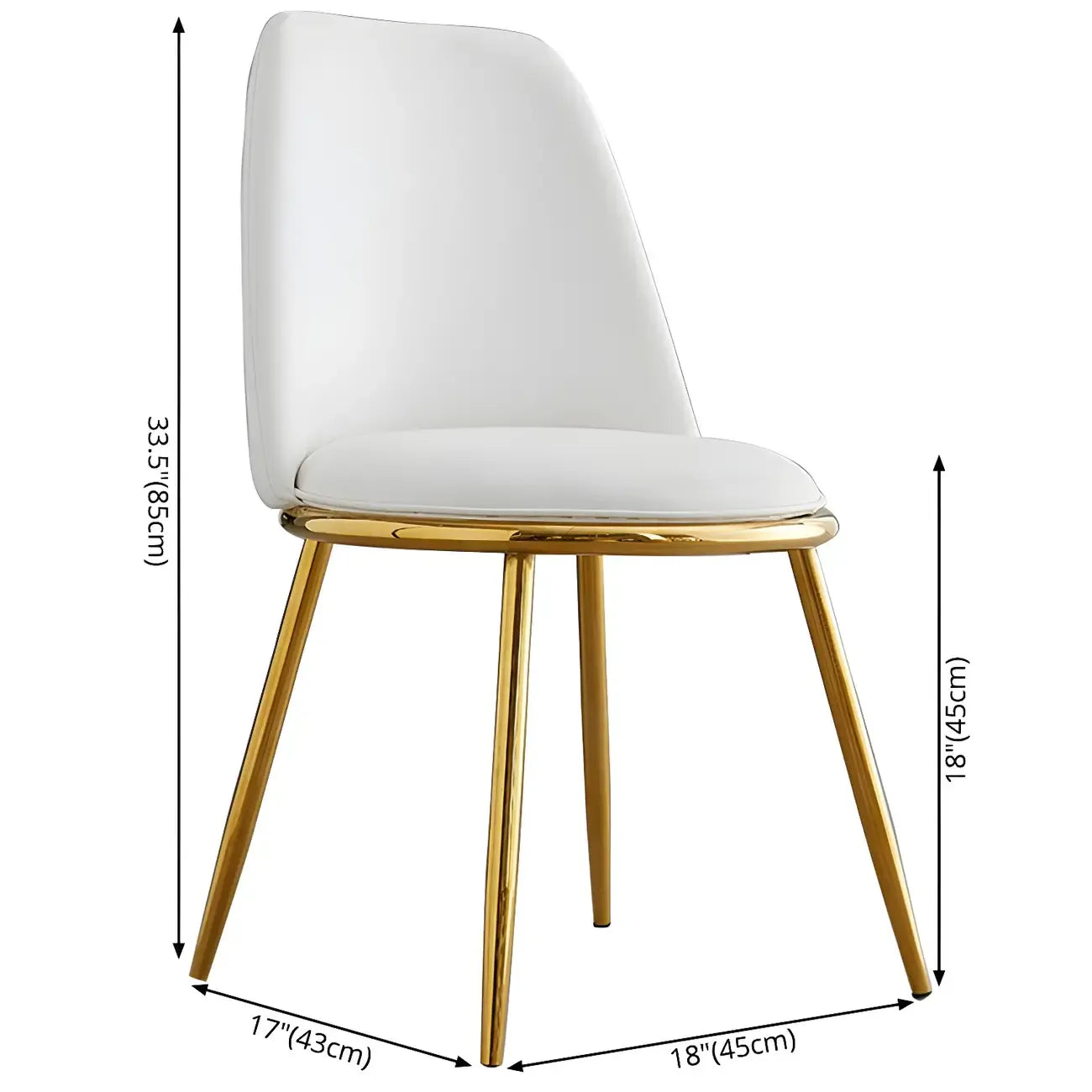 Chaises de salle à manger glamour scandinaves en cuir sans accoudoirs, structure en métal
