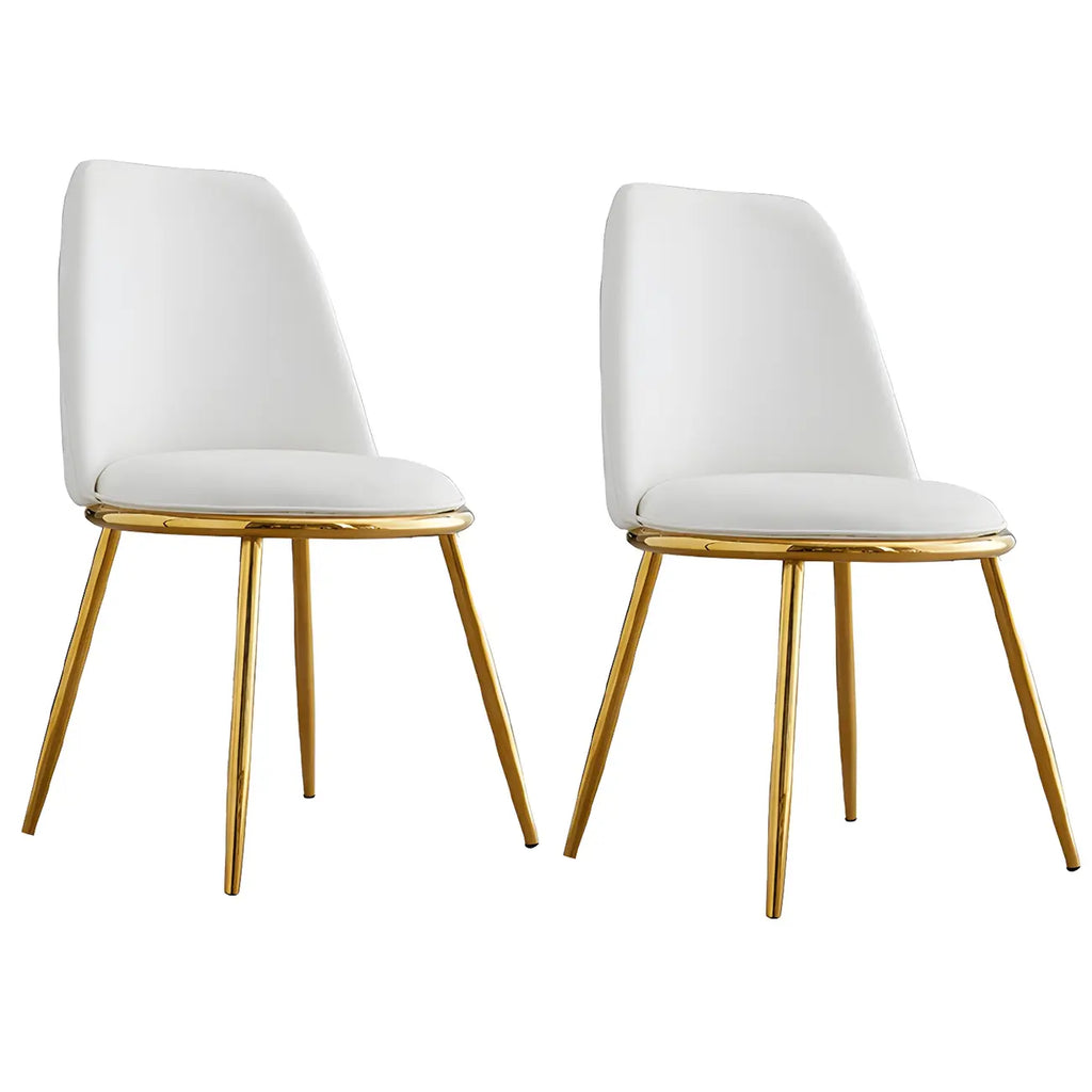 Chaises de salle à manger glamour scandinaves en cuir sans accoudoirs, structure en métal