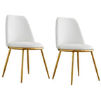 Chaises de salle à manger glamour scandinaves en cuir sans accoudoirs, structure en métal