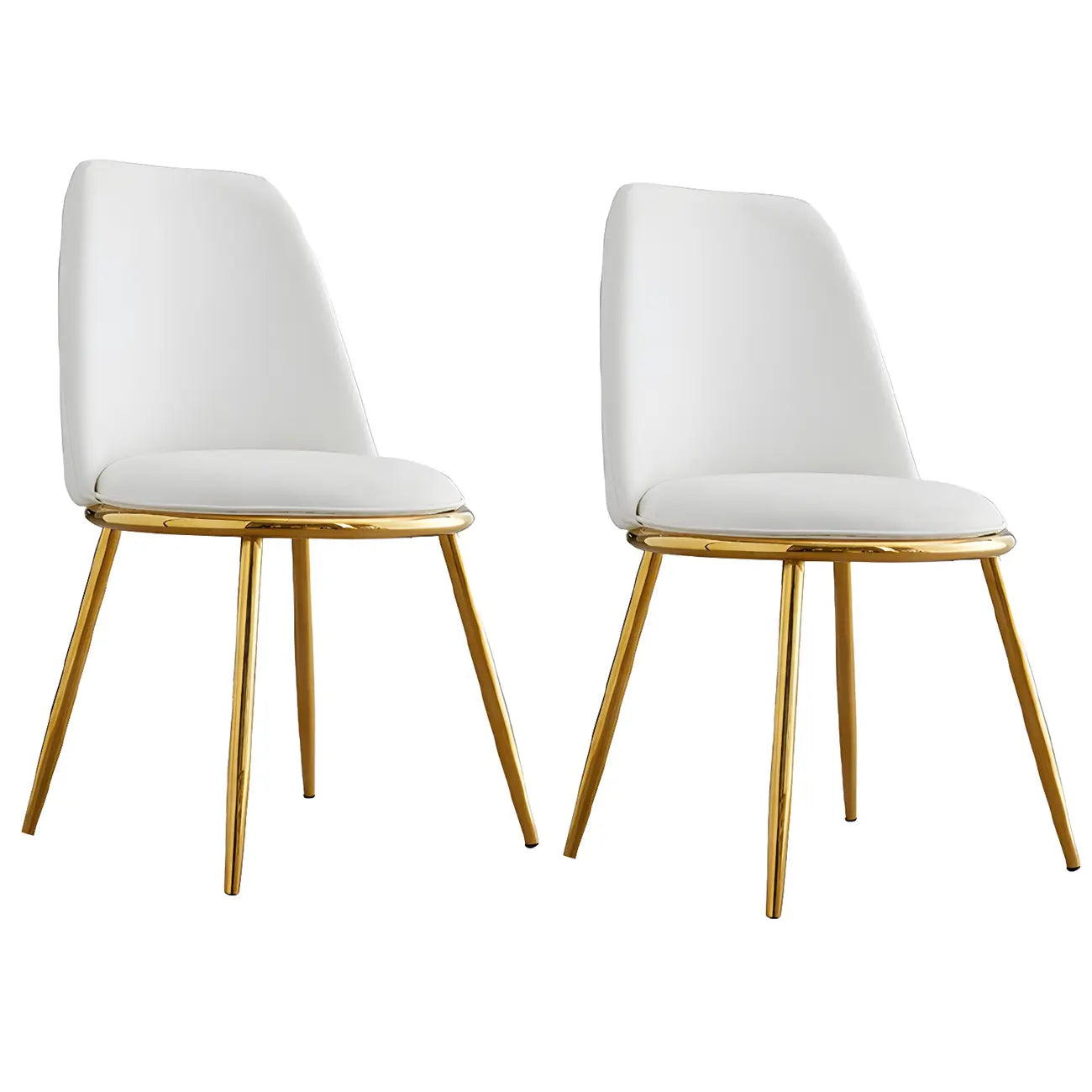 Chaises de salle à manger glamour scandinaves en cuir sans accoudoirs, structure en métal