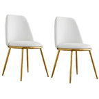 Chaises de salle à manger glamour scandinaves en cuir sans accoudoirs, structure en métal