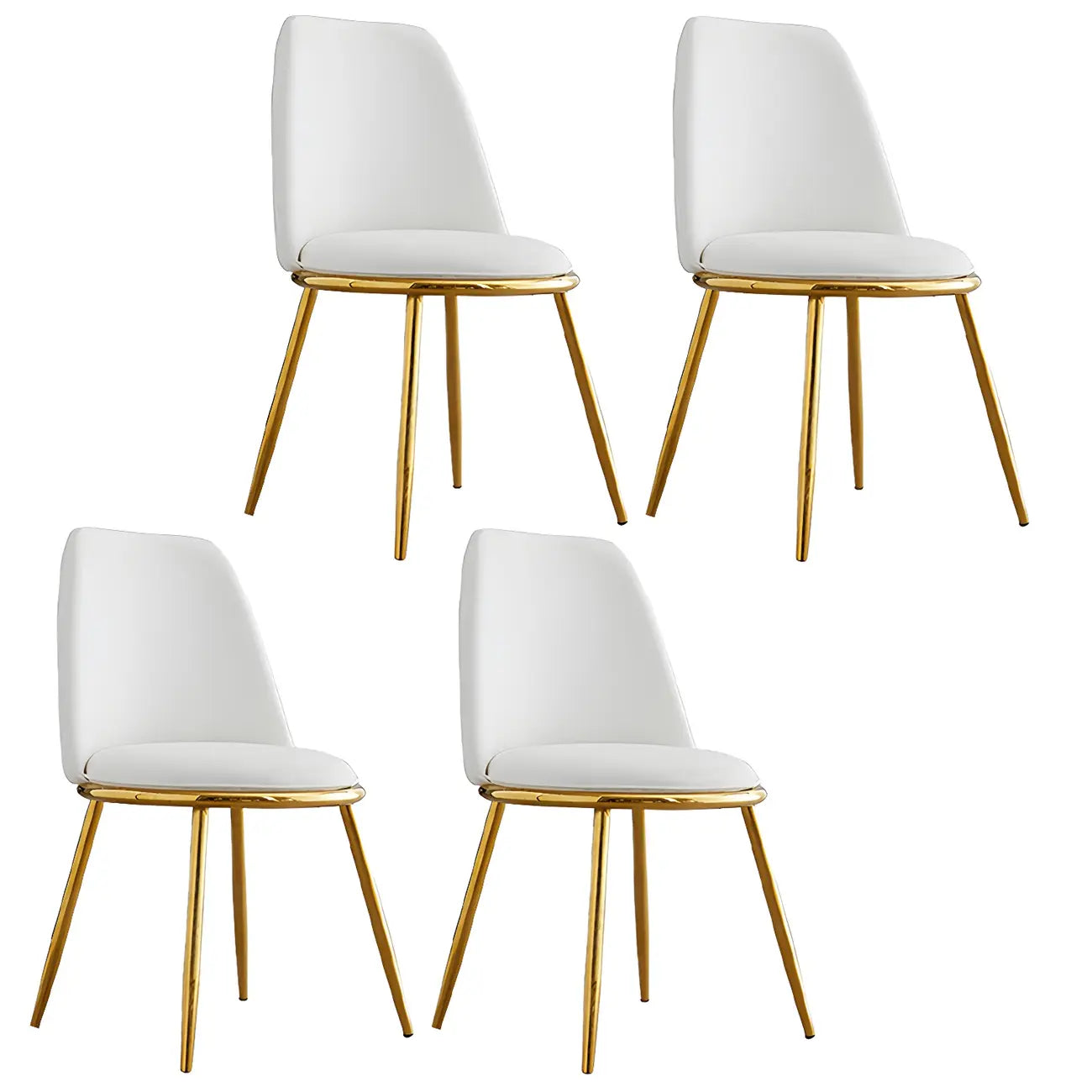 Chaises de salle à manger glamour scandinaves en cuir sans accoudoirs, structure en métal