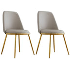 Chaises de salle à manger glamour scandinaves en cuir sans accoudoirs, structure en métal