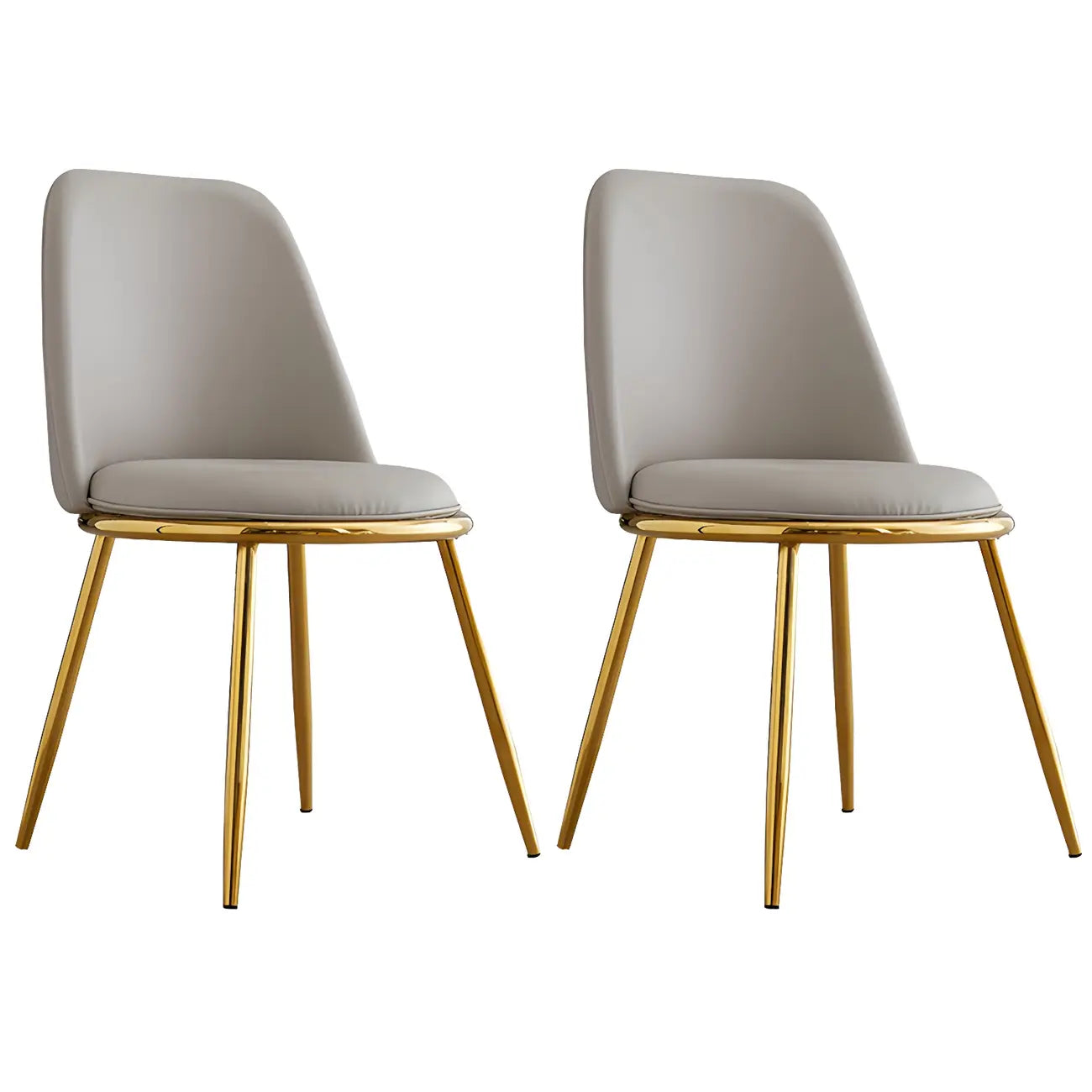 Chaises de salle à manger glamour scandinaves en cuir sans accoudoirs, structure en métal