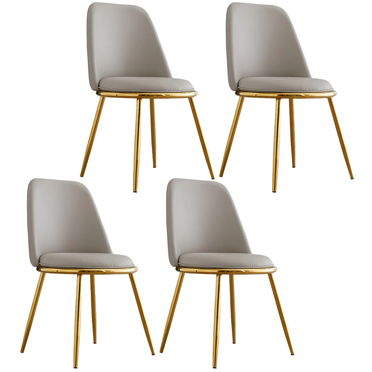 Chaises de salle à manger glamour scandinaves en cuir sans accoudoirs, structure en métal