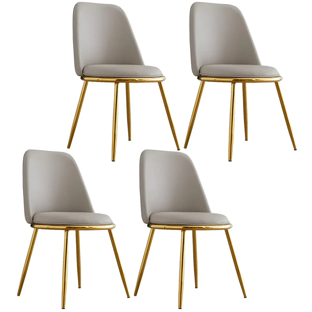 Chaises de salle à manger glamour scandinaves en cuir sans accoudoirs, structure en métal
