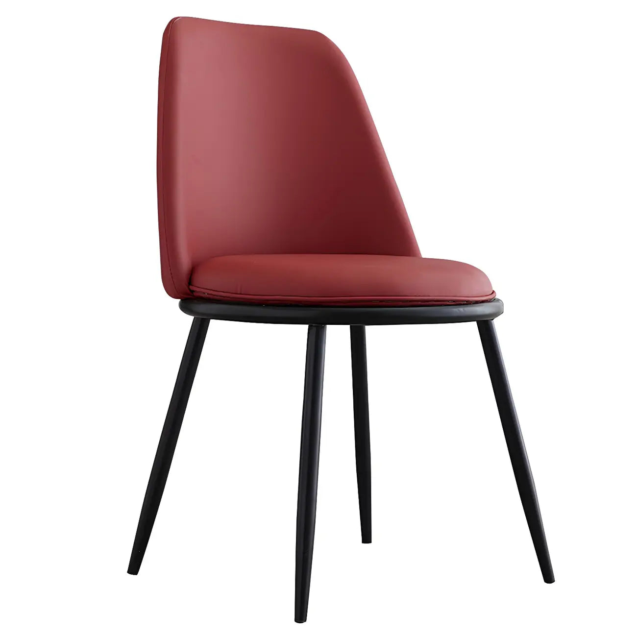Chaises de salle à manger glamour scandinaves en cuir sans accoudoirs, structure en métal