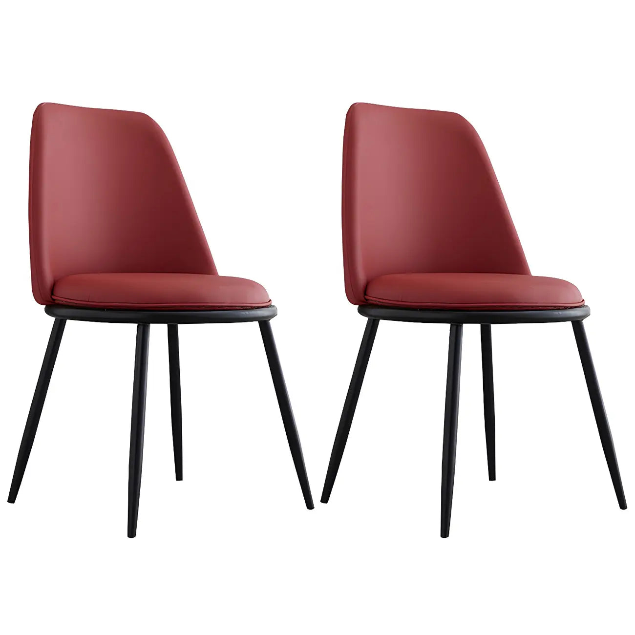 Chaises de salle à manger glamour scandinaves en cuir sans accoudoirs, structure en métal