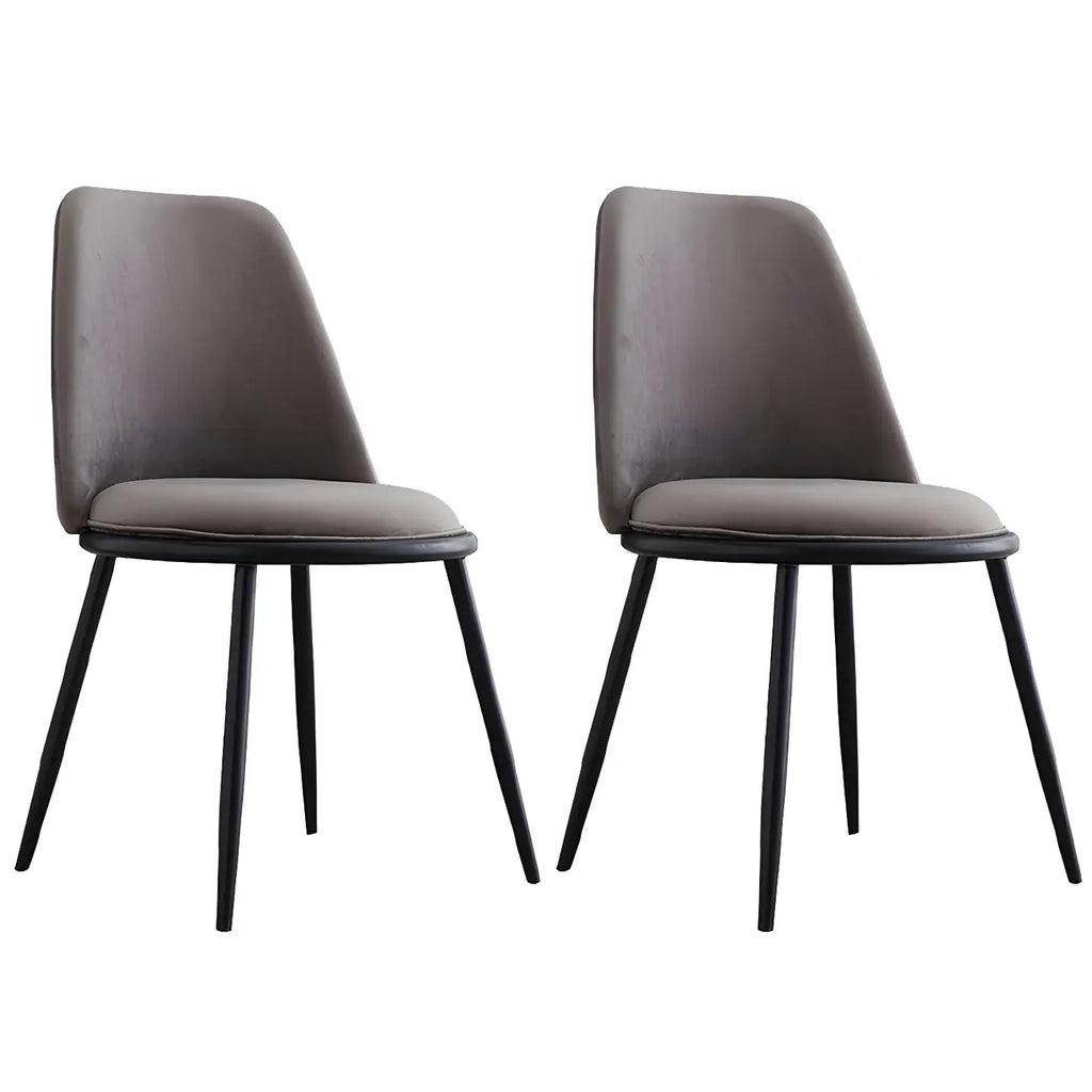Chaises de salle à manger glamour scandinaves en cuir sans accoudoirs, structure en métal
