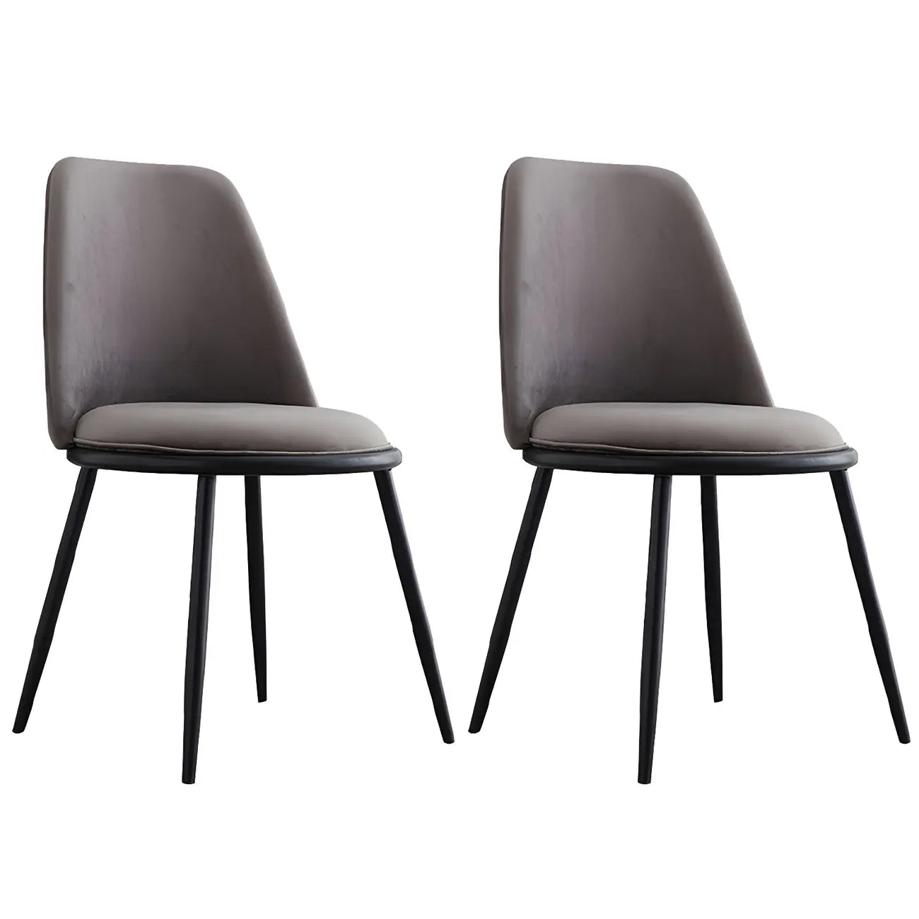 Chaises de salle à manger glamour scandinaves en cuir sans accoudoirs, structure en métal