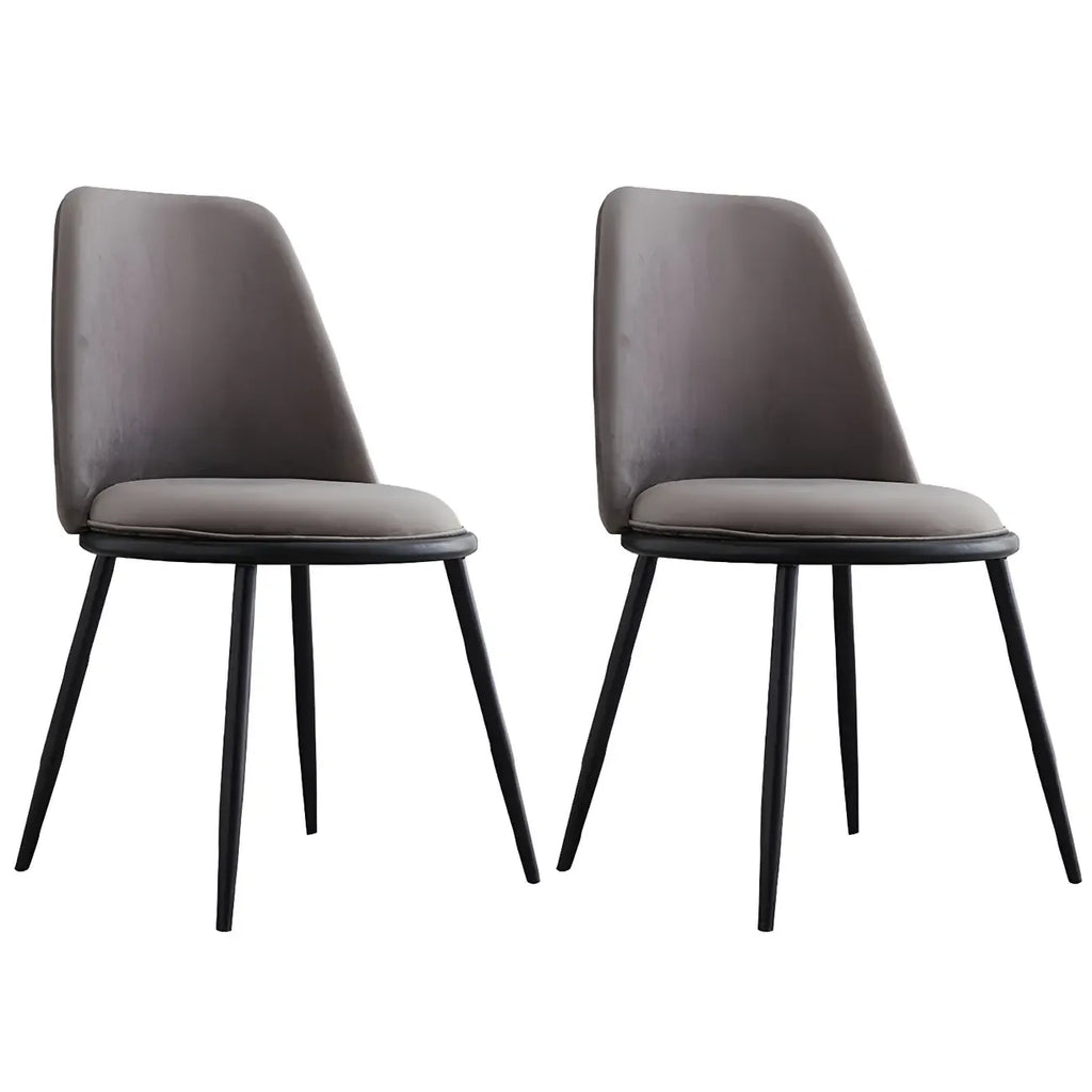 Chaises de salle à manger glamour scandinaves en cuir sans accoudoirs, structure en métal