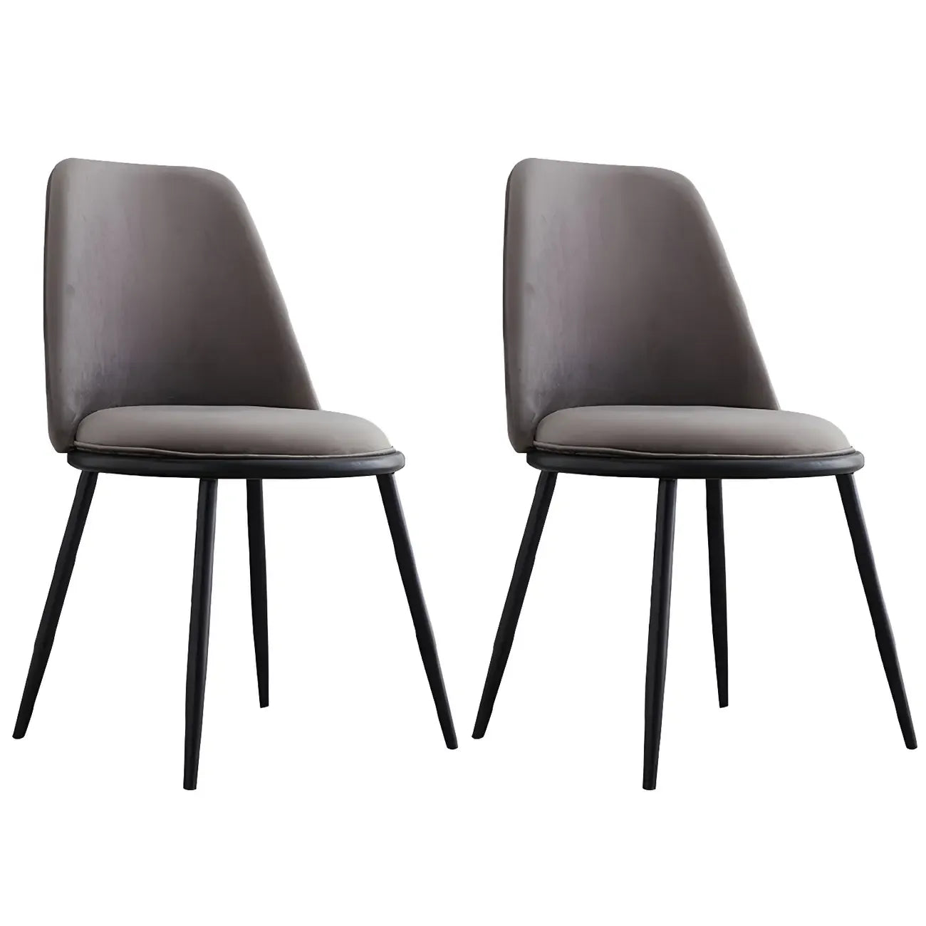 Chaises de salle à manger glamour scandinaves en cuir sans accoudoirs, structure en métal