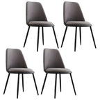 Chaises de salle à manger glamour scandinaves en cuir sans accoudoirs, structure en métal