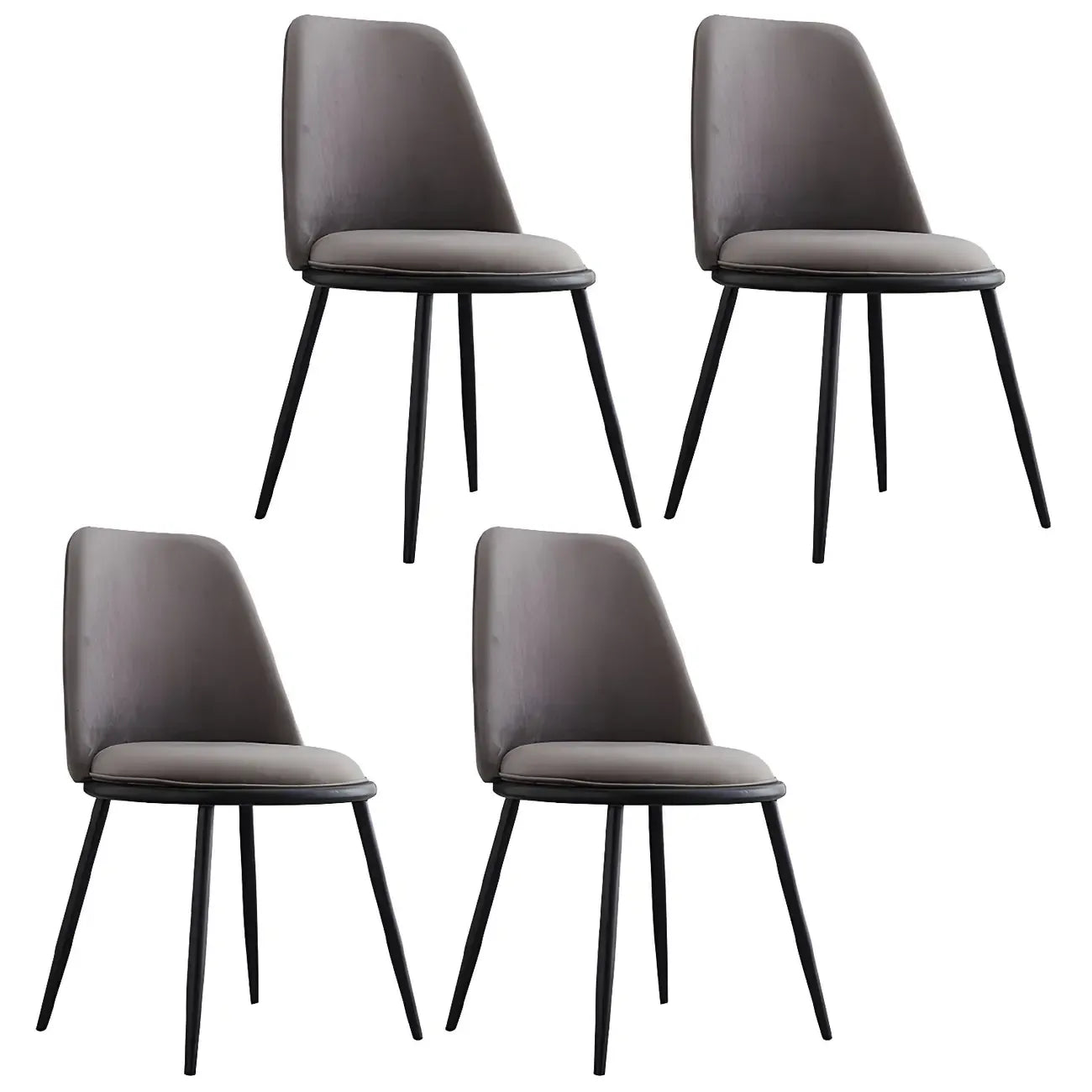Chaises de salle à manger glamour scandinaves en cuir sans accoudoirs, structure en métal