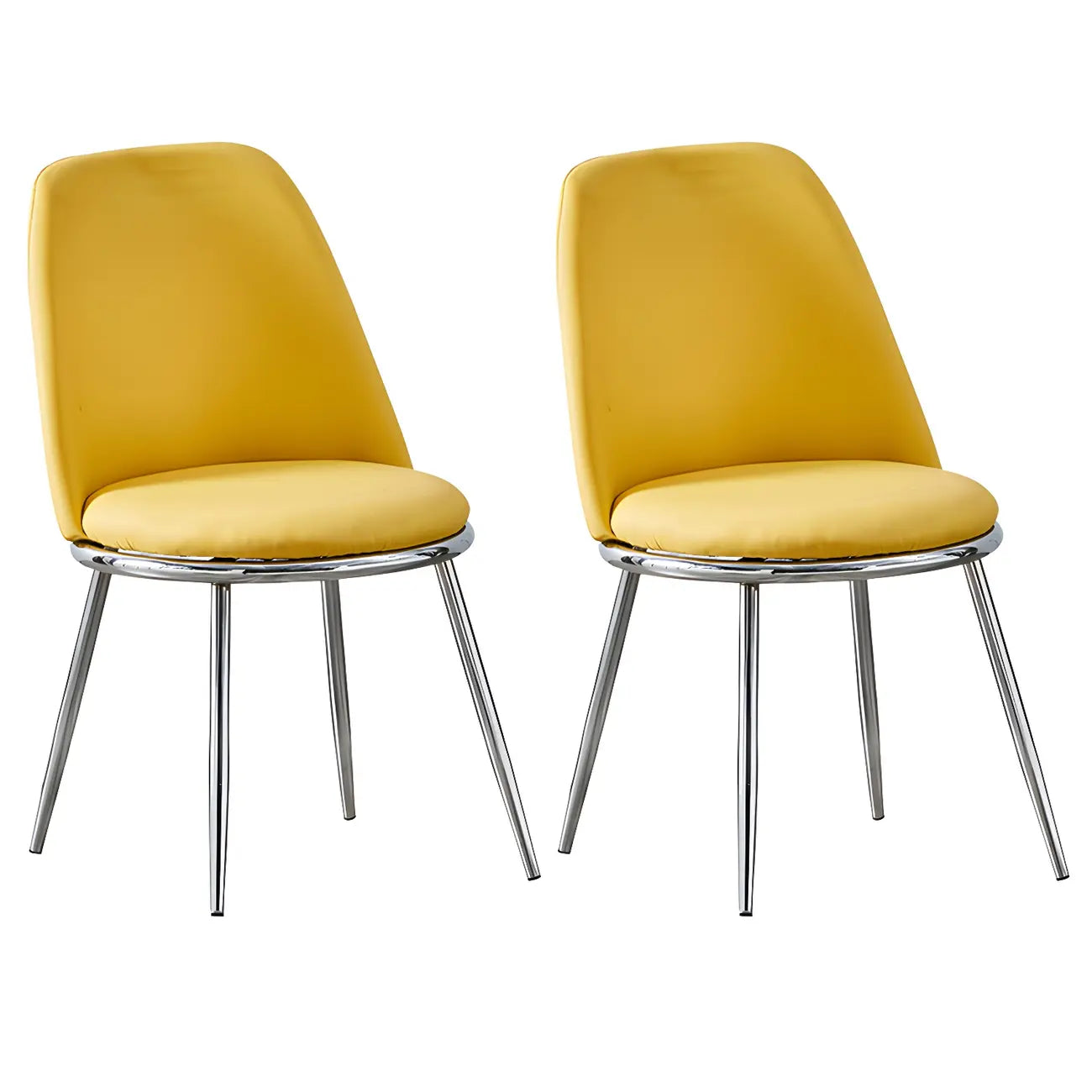 Chaises de salle à manger glamour scandinaves en cuir sans accoudoirs, structure en métal