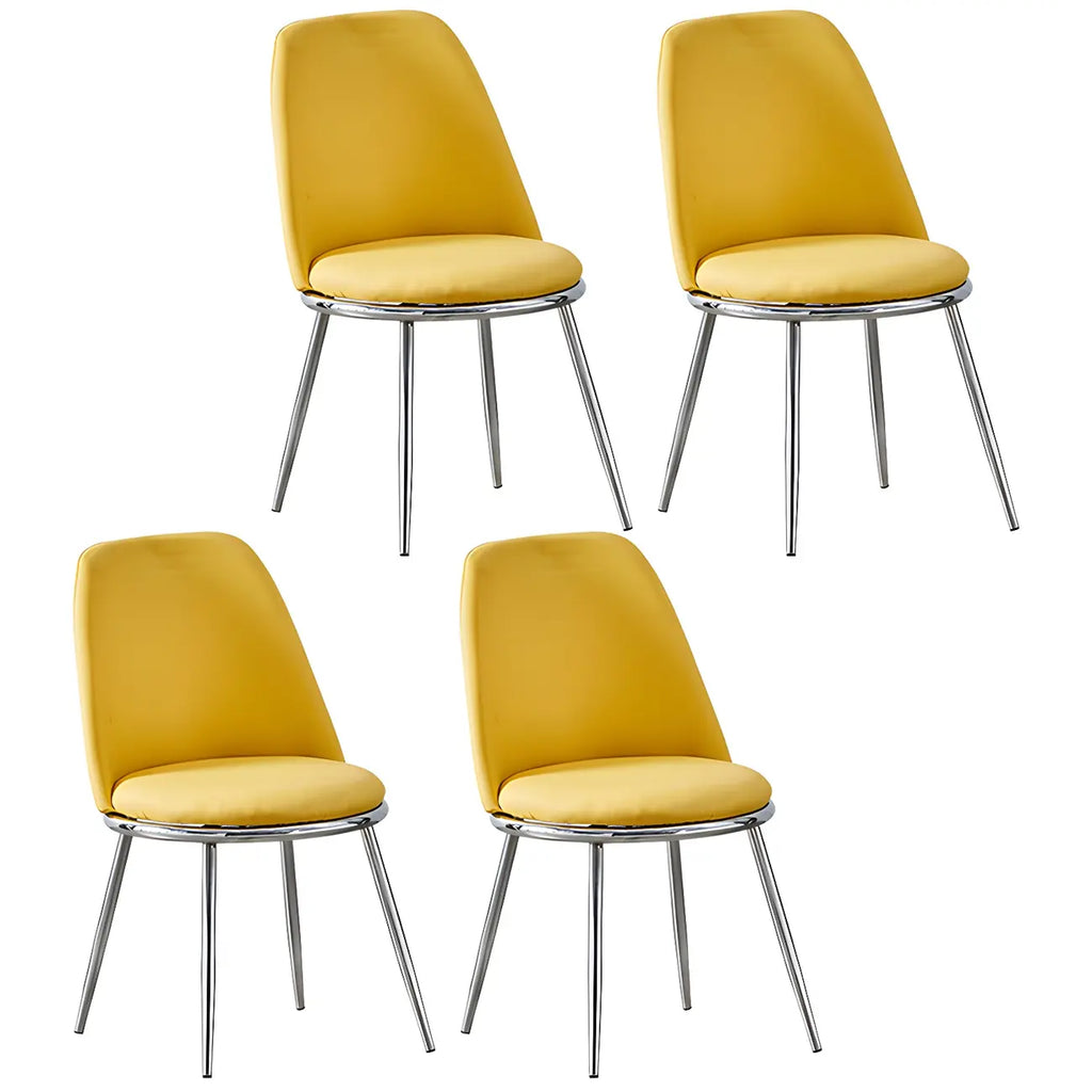 Chaises de salle à manger glamour scandinaves en cuir sans accoudoirs, structure en métal