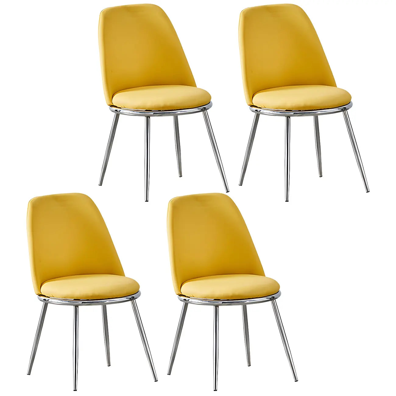 Chaises de salle à manger glamour scandinaves en cuir sans accoudoirs, structure en métal