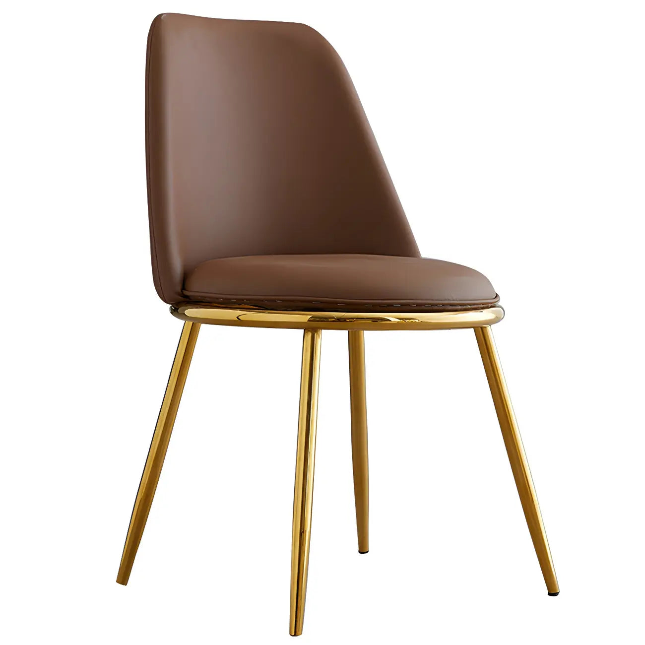 Chaises de salle à manger glamour scandinaves en cuir sans accoudoirs, structure en métal