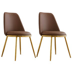 Chaises de salle à manger glamour scandinaves en cuir sans accoudoirs, structure en métal