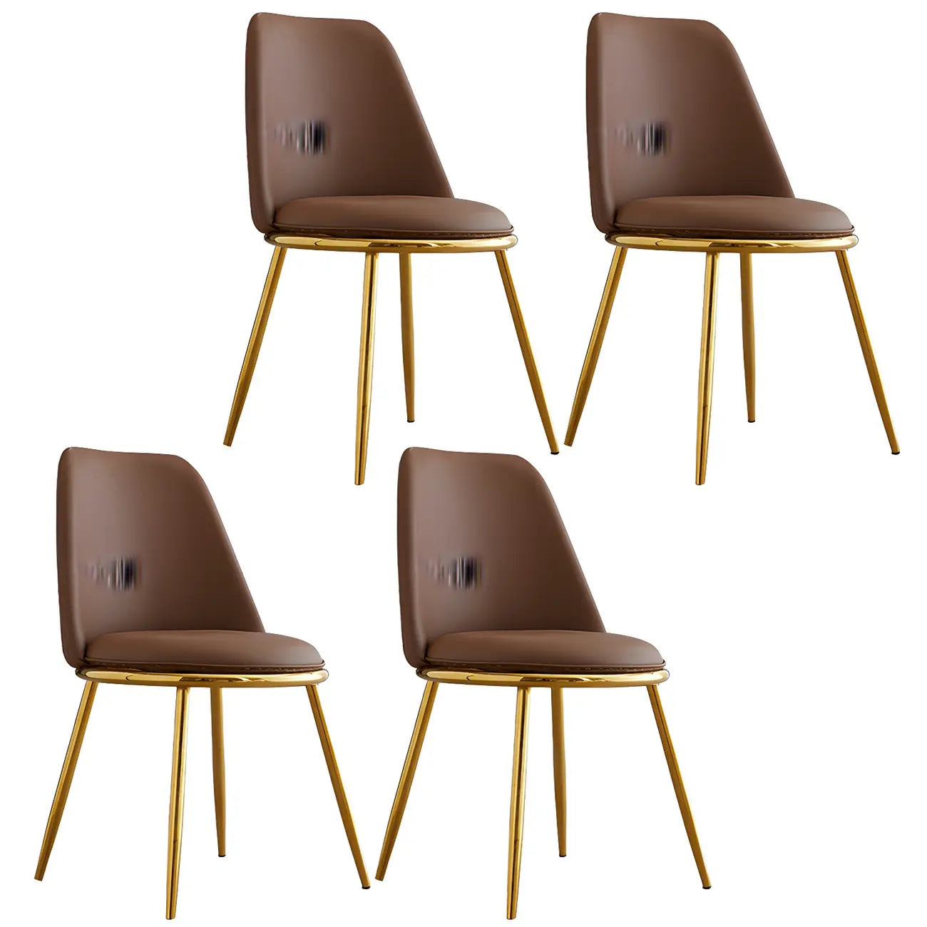 Chaises de salle à manger glamour scandinaves en cuir sans accoudoirs, structure en métal