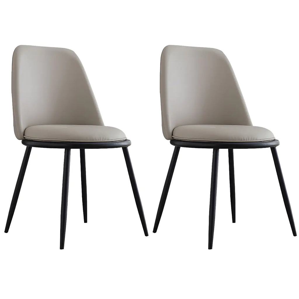 Chaises de salle à manger glamour scandinaves en cuir sans accoudoirs, structure en métal