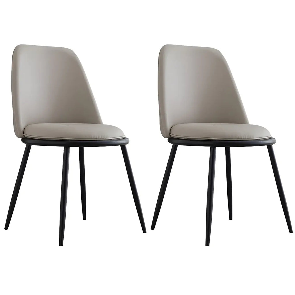 Chaises de salle à manger glamour scandinaves en cuir sans accoudoirs, structure en métal