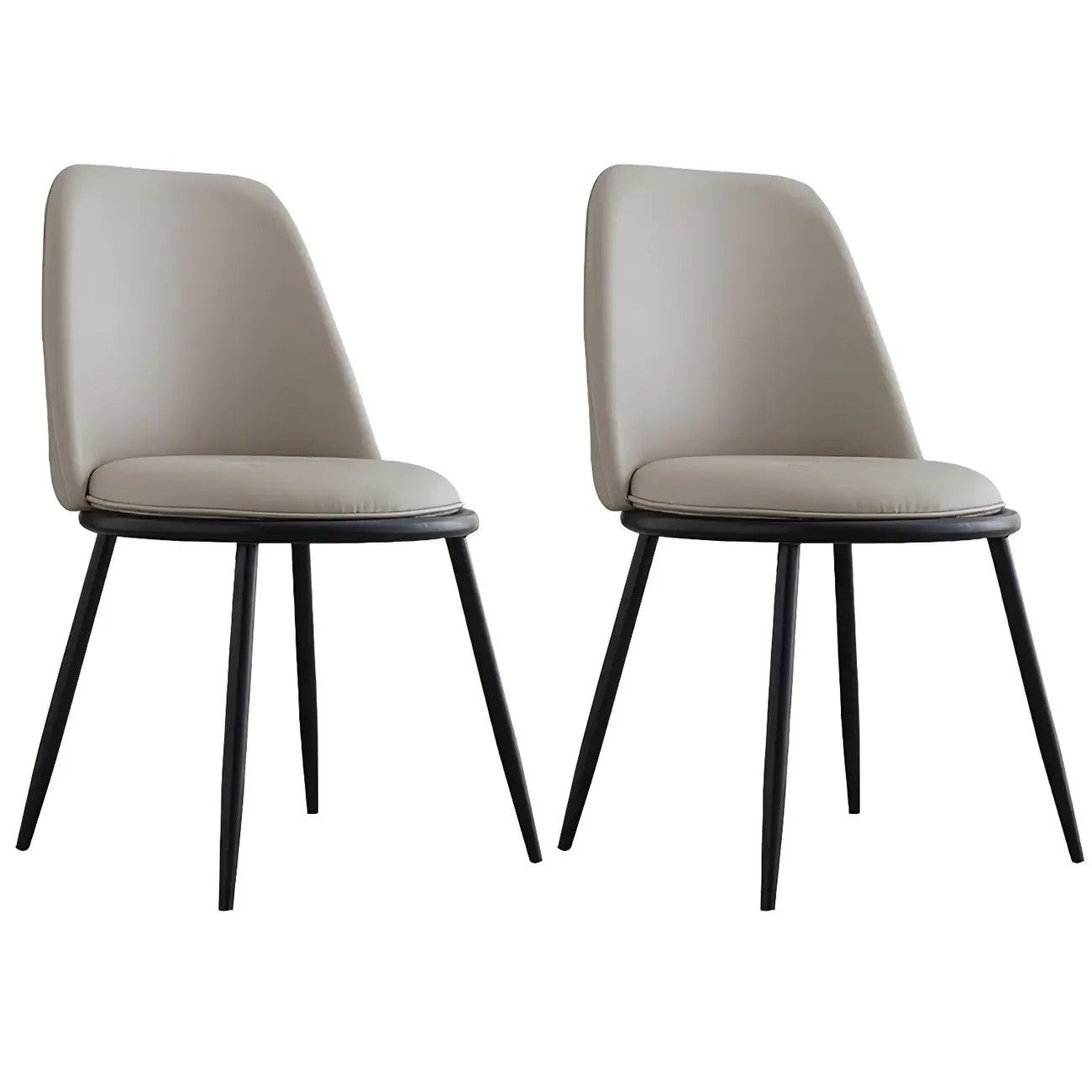 Chaises de salle à manger glamour scandinaves en cuir sans accoudoirs, structure en métal