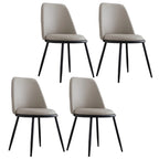 Chaises de salle à manger glamour scandinaves en cuir sans accoudoirs, structure en métal