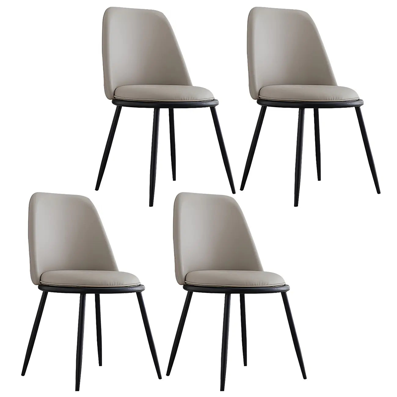 Chaises de salle à manger glamour scandinaves en cuir sans accoudoirs, structure en métal