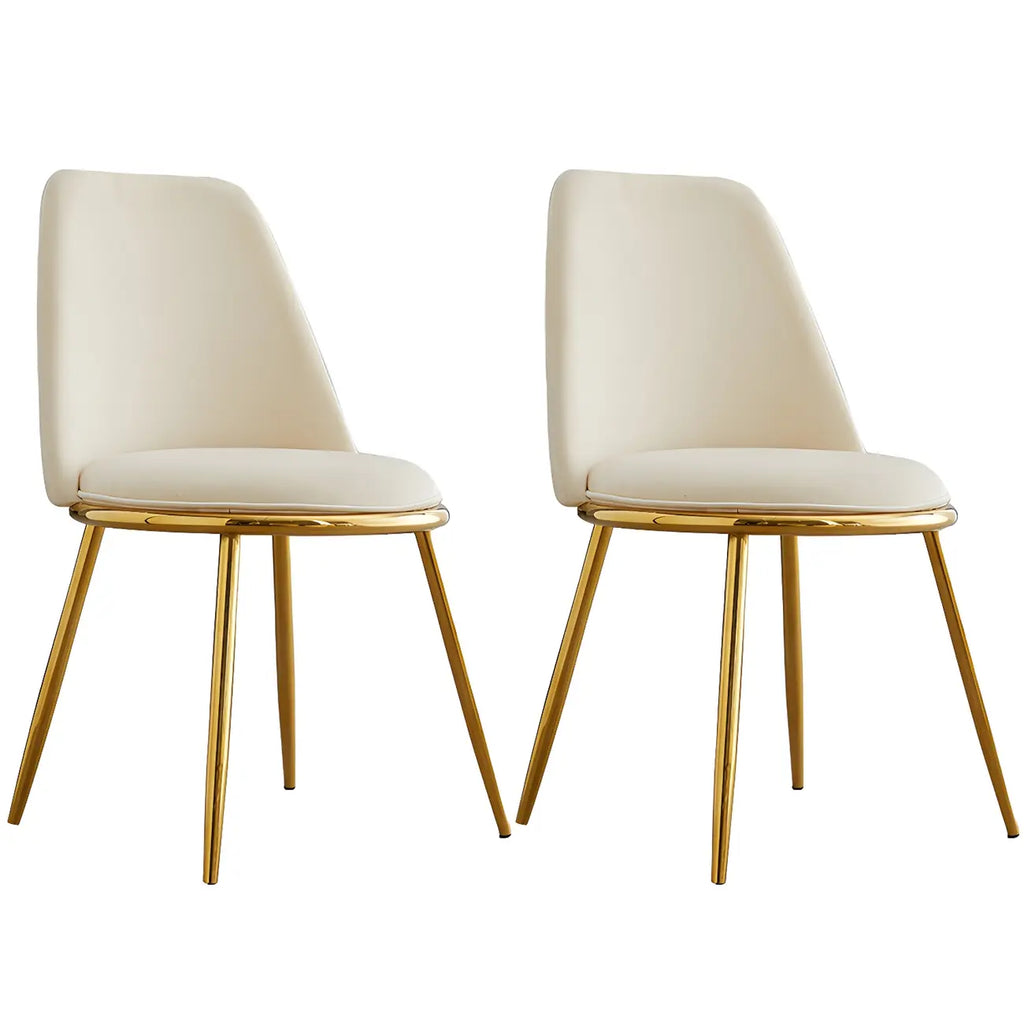 Chaises de salle à manger glamour scandinaves en cuir sans accoudoirs, structure en métal
