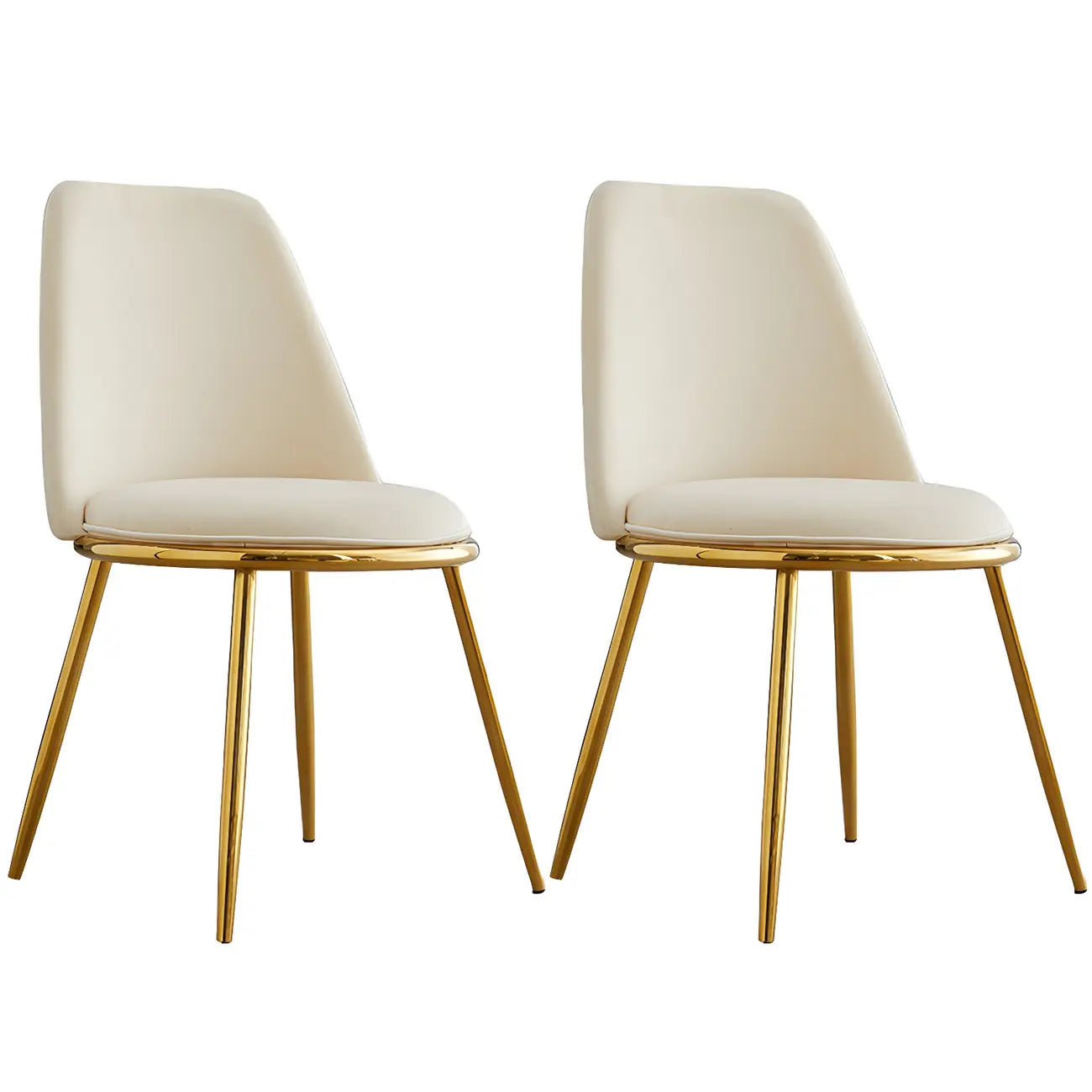 Chaises de salle à manger glamour scandinaves en cuir sans accoudoirs, structure en métal