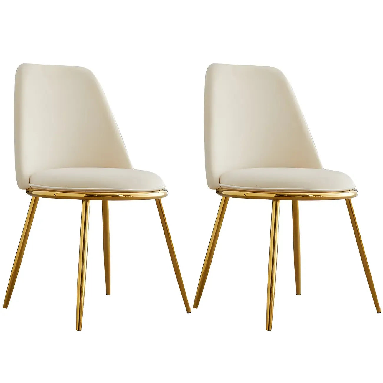 Chaises de salle à manger glamour scandinaves en cuir sans accoudoirs, structure en métal