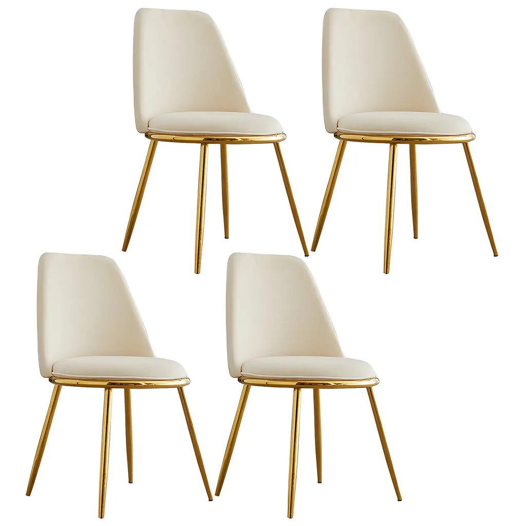 Chaises de salle à manger glamour scandinaves en cuir sans accoudoirs, structure en métal