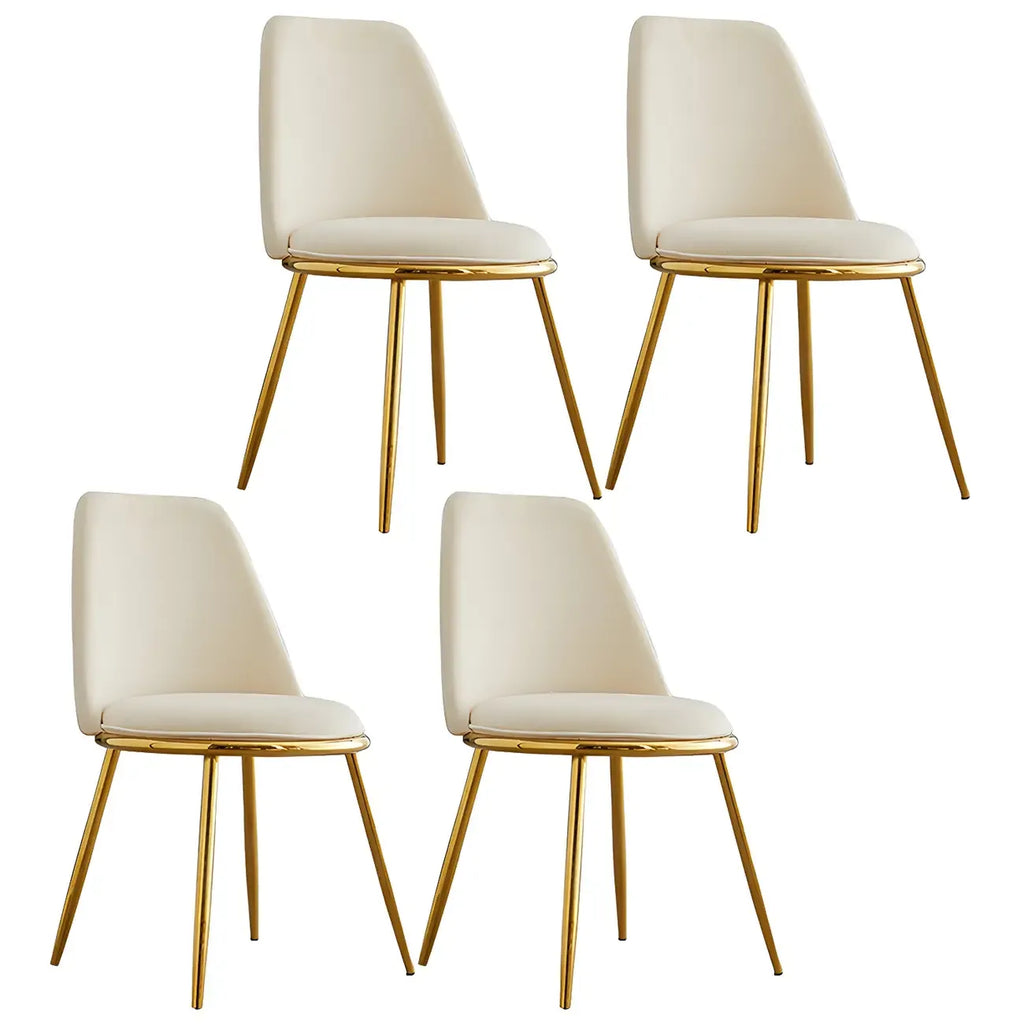 Chaises de salle à manger glamour scandinaves en cuir sans accoudoirs, structure en métal