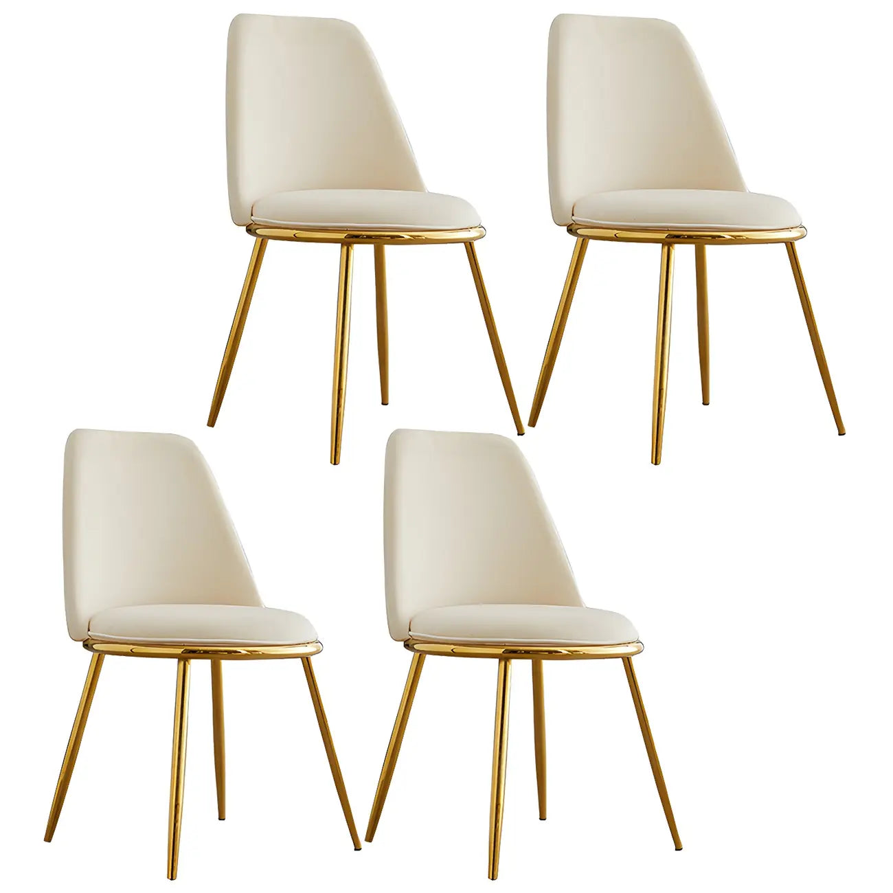 Chaises de salle à manger glamour scandinaves en cuir sans accoudoirs, structure en métal