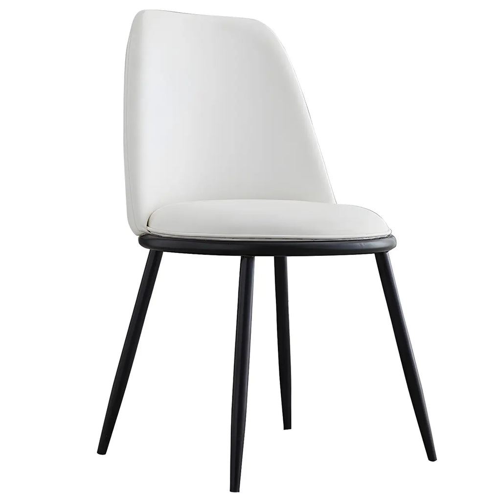 Chaises de salle à manger glamour scandinaves en cuir sans accoudoirs, structure en métal