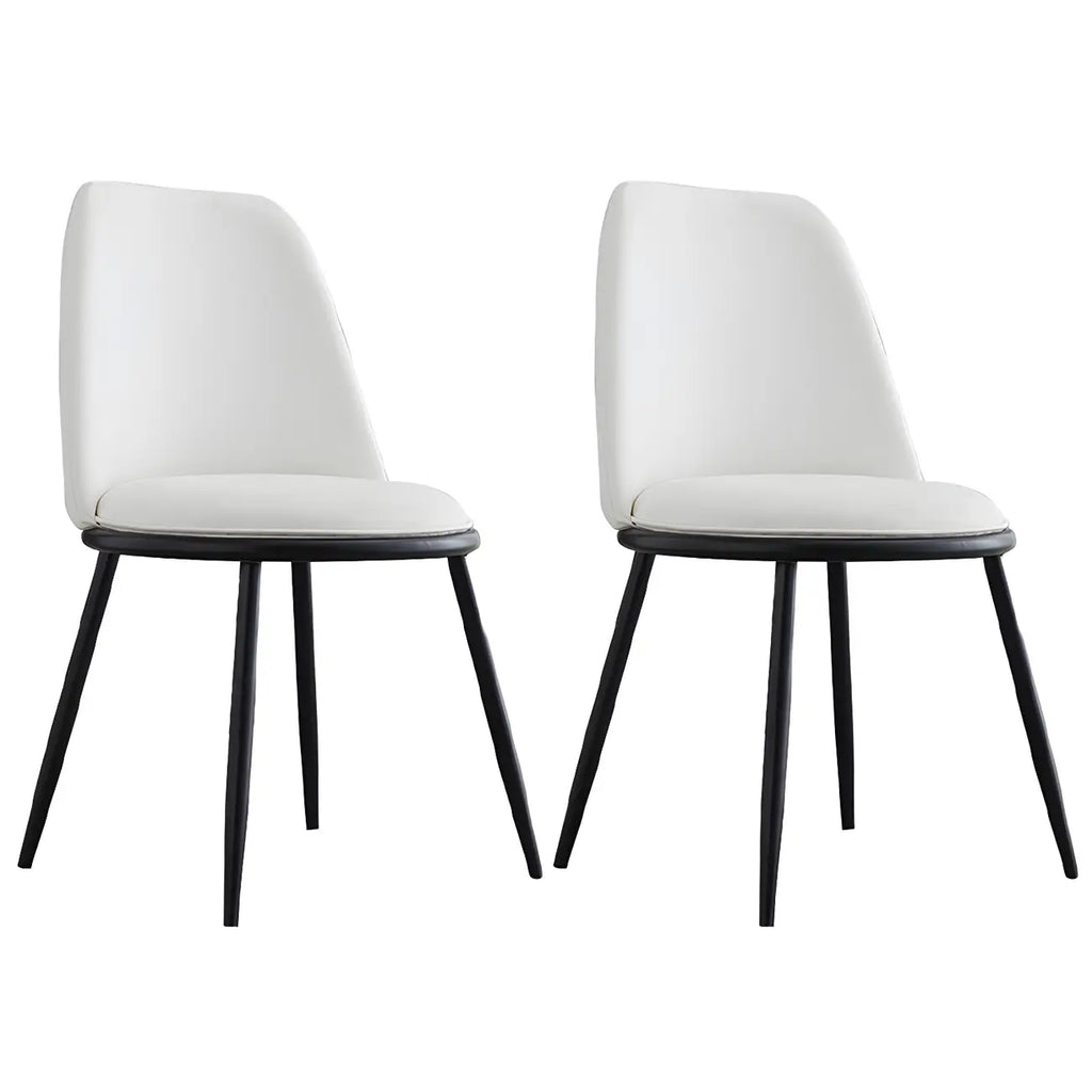 Chaises de salle à manger glamour scandinaves en cuir sans accoudoirs, structure en métal