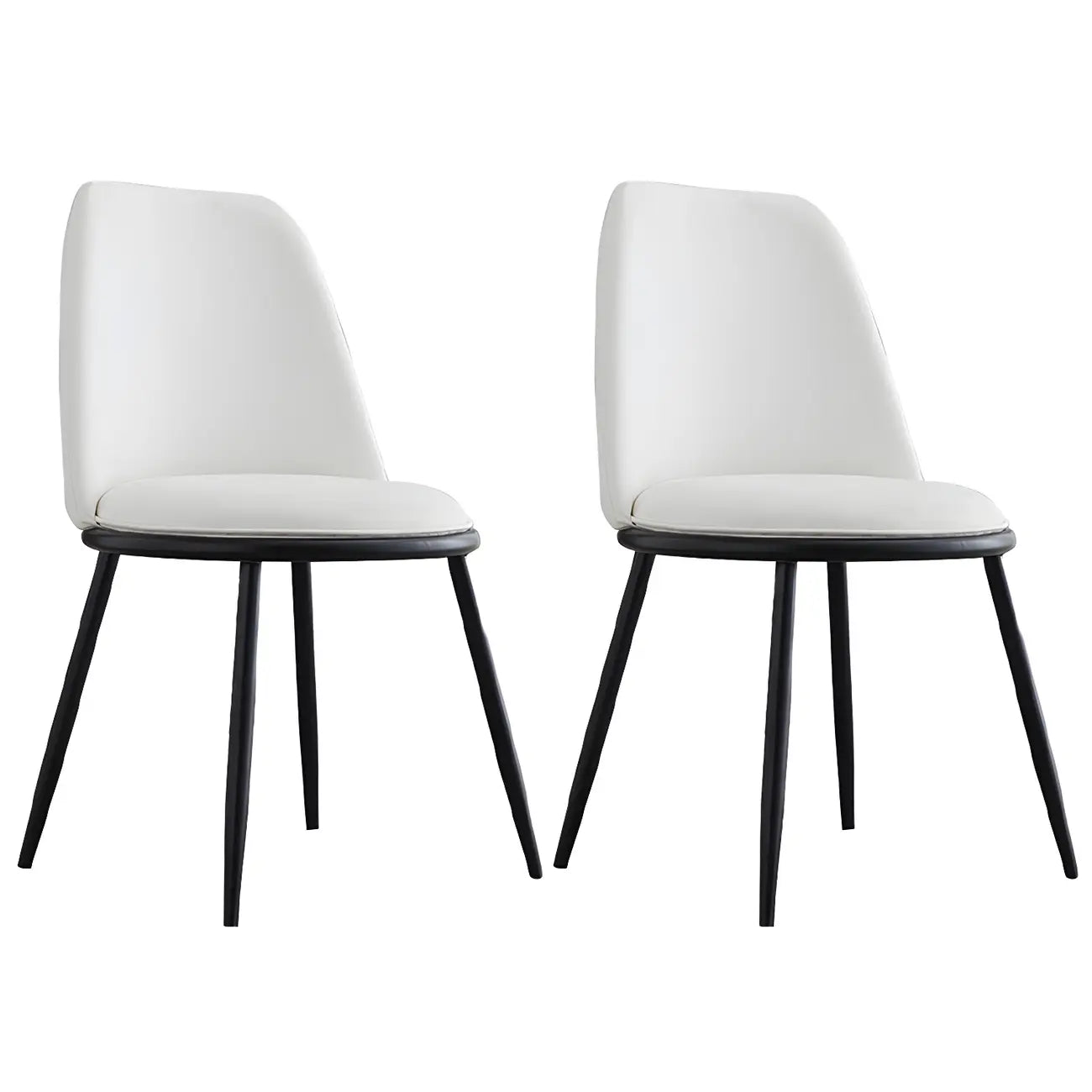 Chaises de salle à manger glamour scandinaves en cuir sans accoudoirs, structure en métal