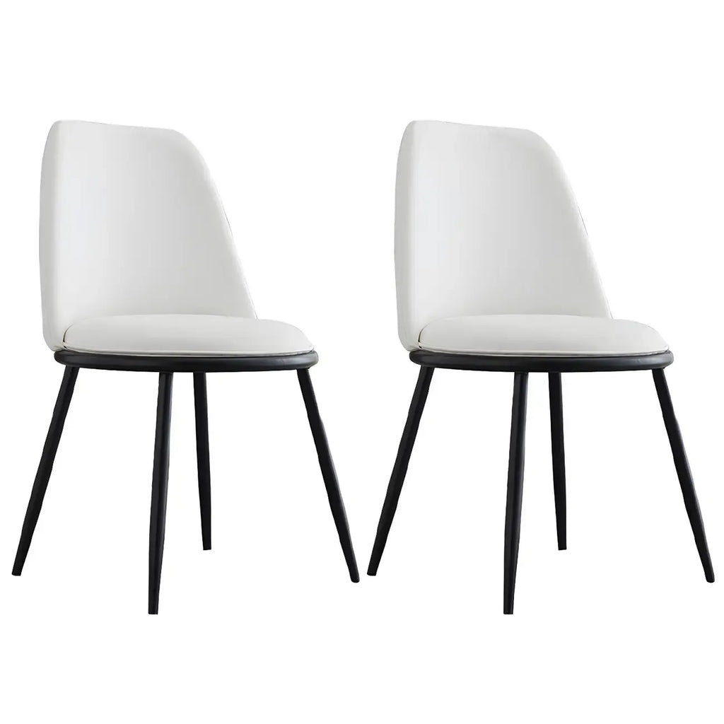 Chaises de salle à manger glamour scandinaves en cuir sans accoudoirs, structure en métal