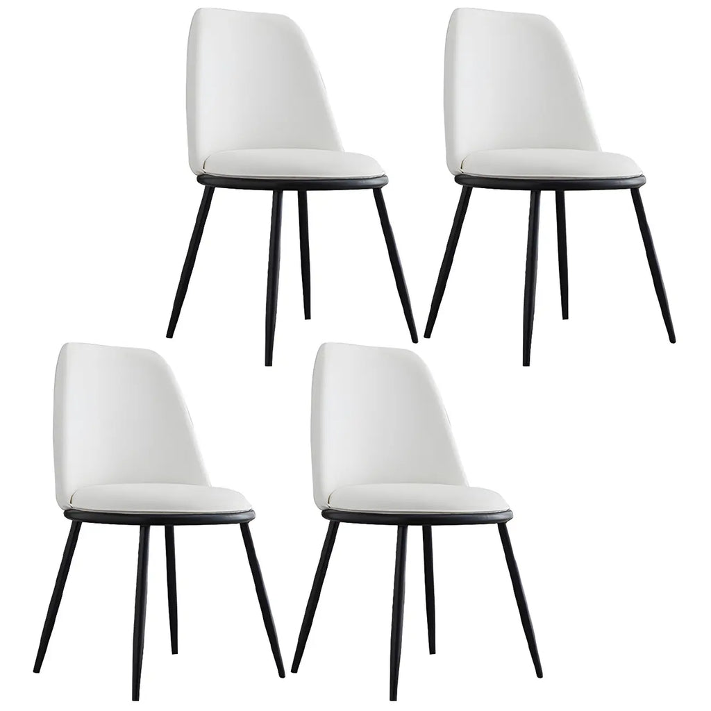 Chaises de salle à manger glamour scandinaves en cuir sans accoudoirs, structure en métal