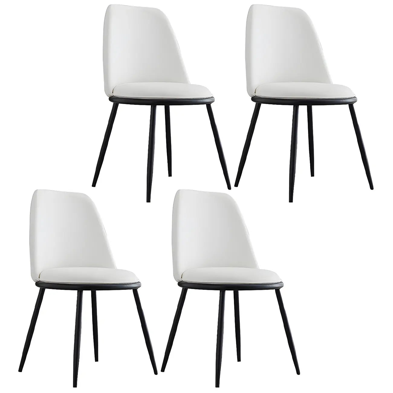 Chaises de salle à manger glamour scandinaves en cuir sans accoudoirs, structure en métal